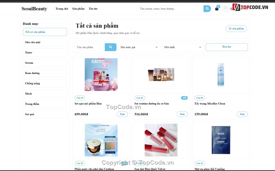 mỹ phẩm,bán mỹ phẩm,Website bán mỹ phẩm laravel